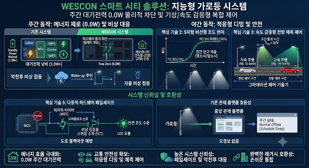WESCON 스마트 시티 솔루션 — 지능형 가로등 시스템 구성